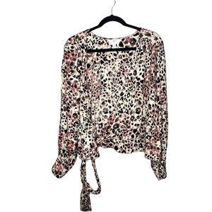 Addition Elle cheetah animal print crop wrap top size 2XL oversized silky soft